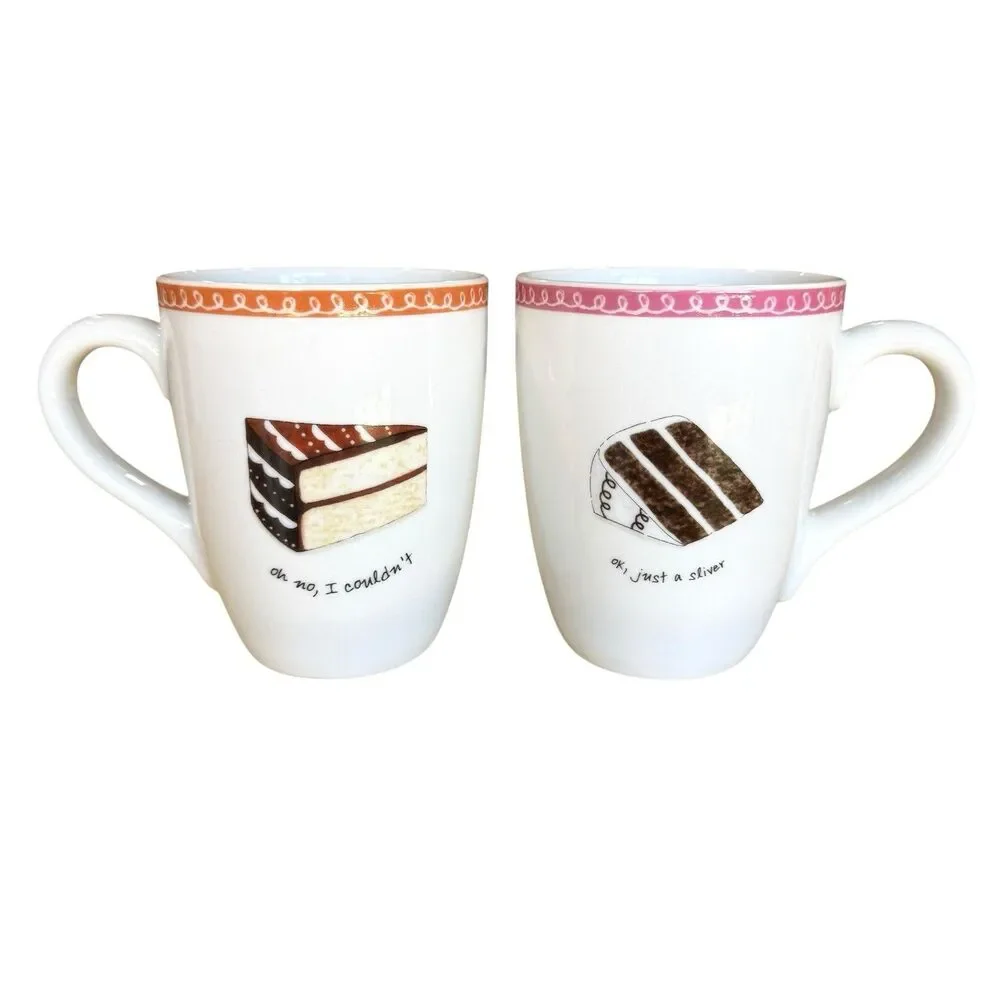 Nancy Green Boston Warehouse Trading Desert Excuses Cake Slices Mug Set Of 2 EUC